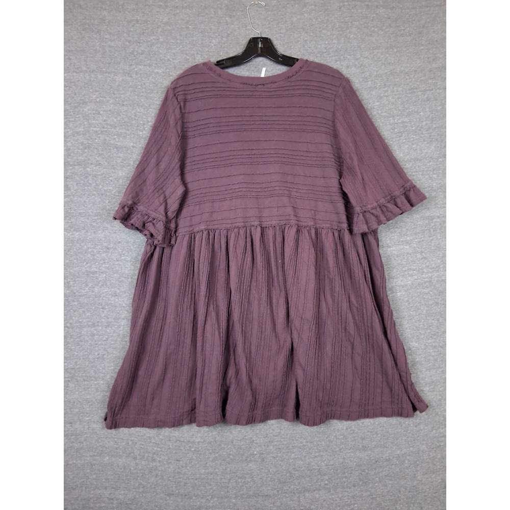 Free People Womens Shirt XL Purple Take A Spin Tunic Babydoll Boho Lagenlook - Picture 7 of 8